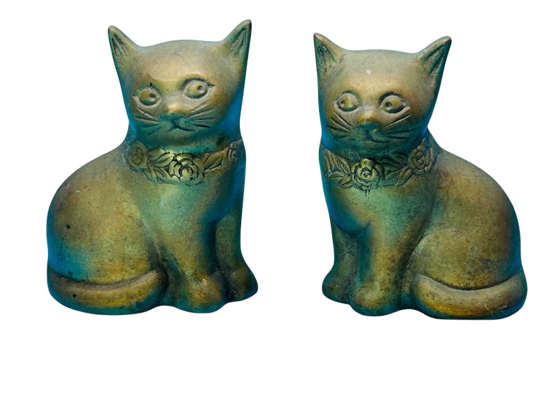 Photo 1 of 699800…2 brass cat figures- not solid 