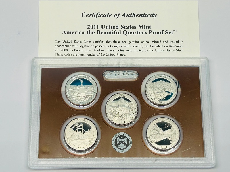 Photo 2 of 699819…2011 uncirculated America the Beautiful Quarters proof set with COA in case