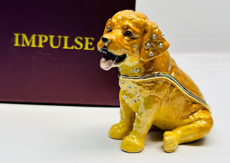 Photo 1 of 699841…3” impulse jeweled and crystal enamel hinged trinket box in satin lined box 