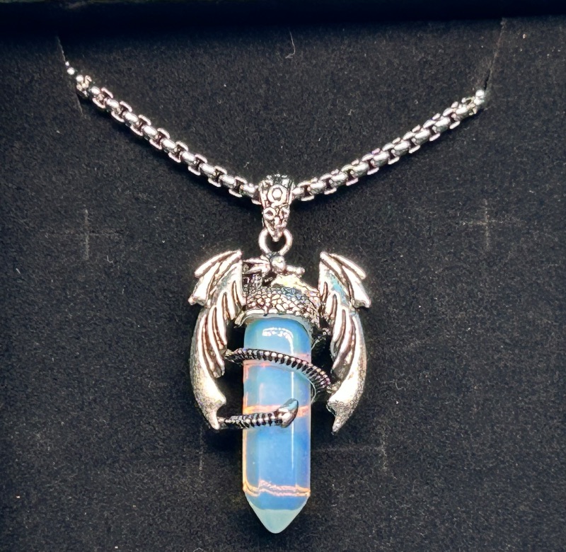 Photo 1 of 699897…  polished rock dragon pendant on 20” chain in gift box