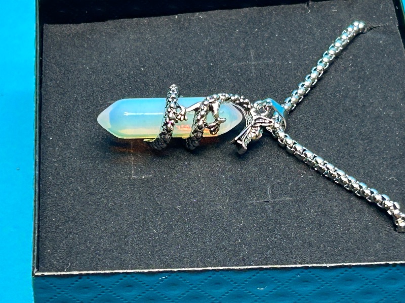 Photo 1 of 699900…  polished rock dragon pendant on 20” chain in gift box
