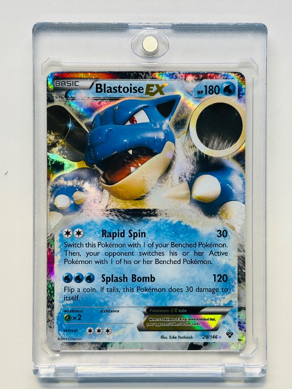 Photo 1 of 699938…Pokémon holo Blastoise EX card in hard plastic case