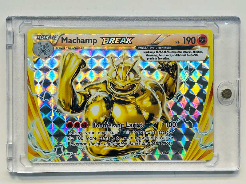 Photo 1 of 699944…Pokémon holo Nachamp Break card in hard plastic case 60/108