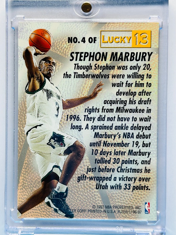 Photo 1 of 699957…Lucky 13 Stephon Marbury card 4  in hard plastic case