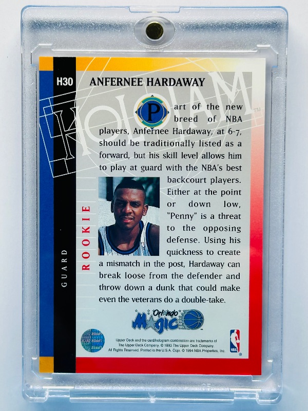 Photo 1 of 699958…Holojam Anfernee Hardaway card H30  in hard plastic case
