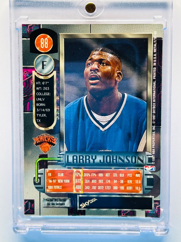Photo 1 of 699959…metal universe Larry Johnson card 88  in hard plastic case