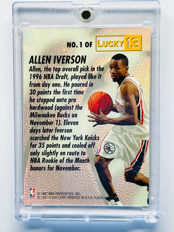 Photo 1 of 699960…Lucky 13 Allen Iverson card 1  in hard plastic case
