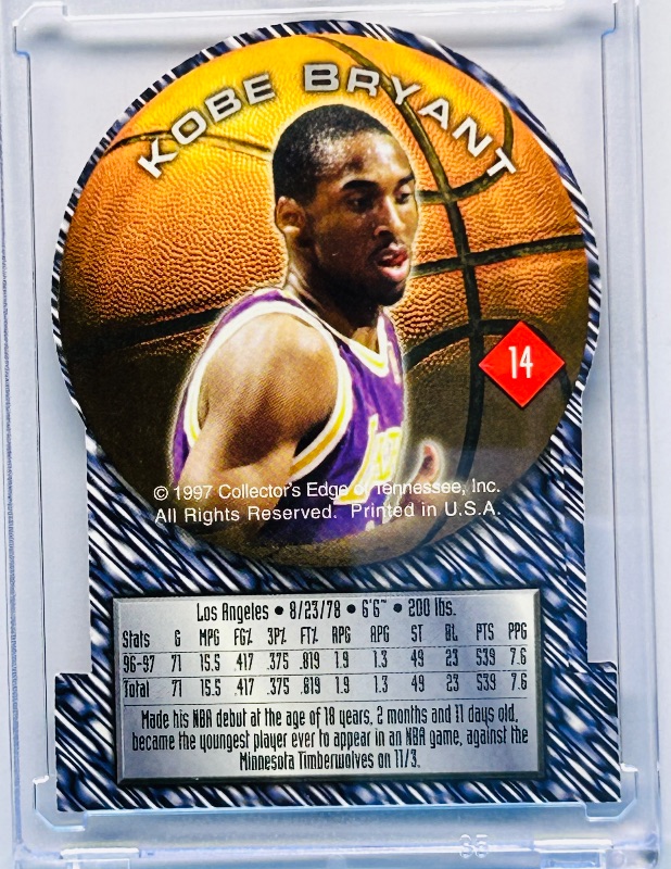 Photo 1 of 699963…Edge Impulse Kobe Bryant diecut card 14  in hard plastic case