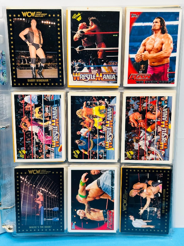 Photo 1 of 699967…final sale no returns/refunds -180 mixed wrestling cards in binder
