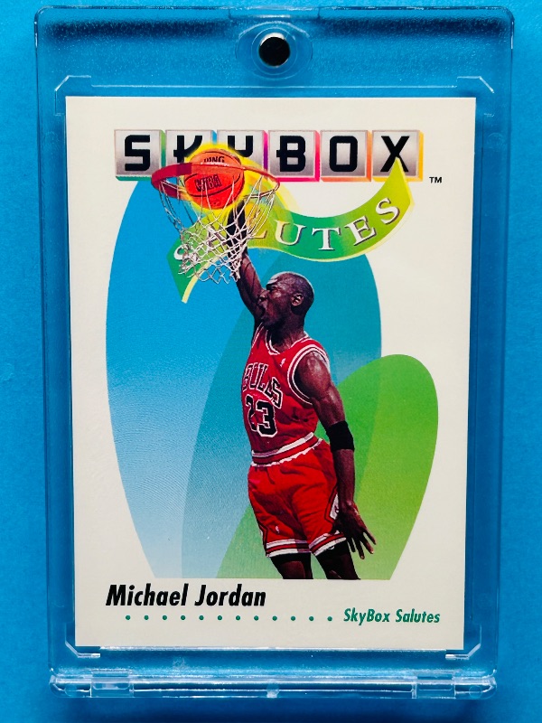 Photo 1 of 699969… Skybox Michael Jordan card 572 in hard plastic case 