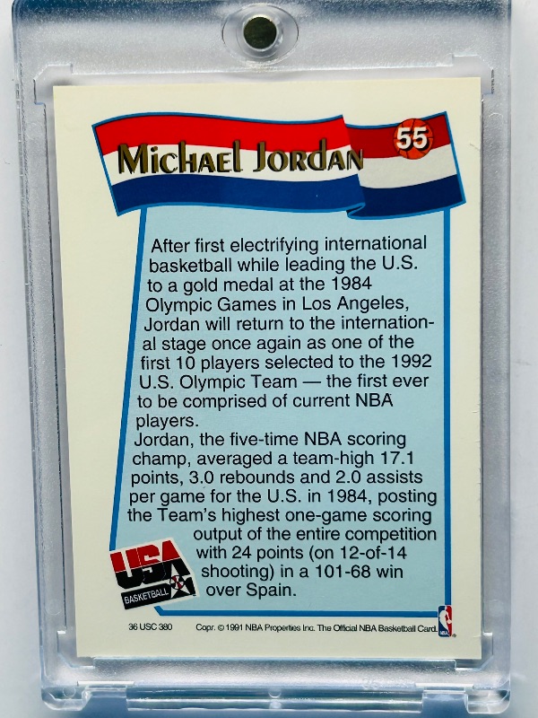 Photo 1 of 699971…Michael Jordan card 55 in hard plastic case