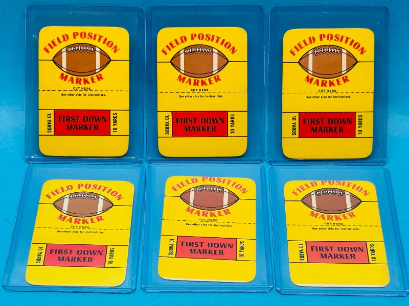 Photo 1 of 699972…6 vintage field position first down marker cards in plastic sleeves