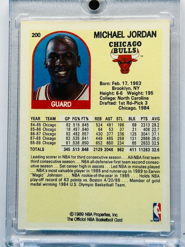 Photo 1 of 699973…Michael Jordan card 200  in hard plastic case