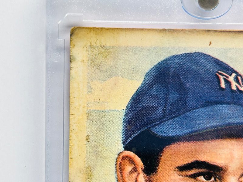 Photo 1 of 699982…condition issues- Yogi Berra reprint 1953 card with stains