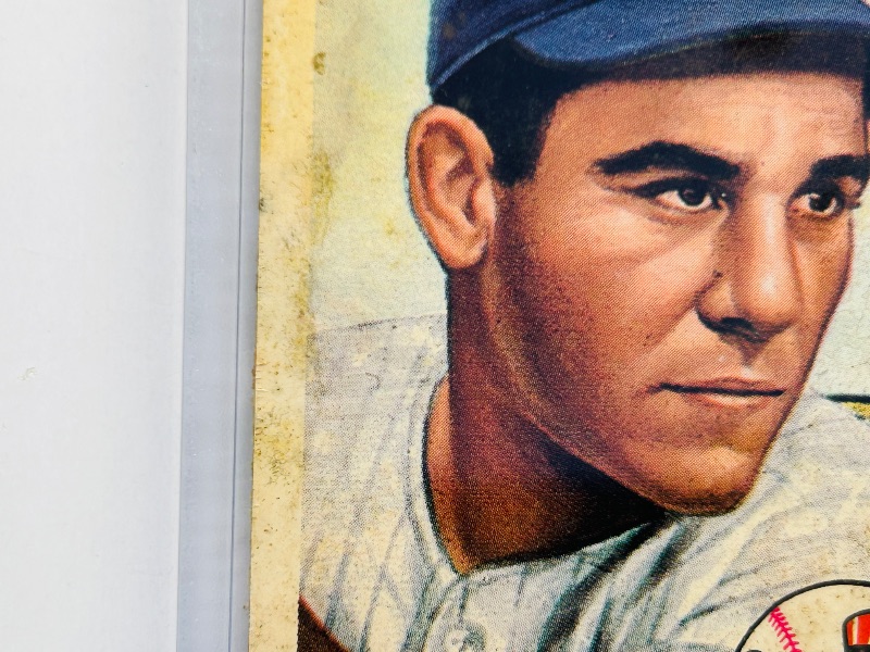 Photo 1 of 699982…condition issues- Yogi Berra reprint 1953 card with stains