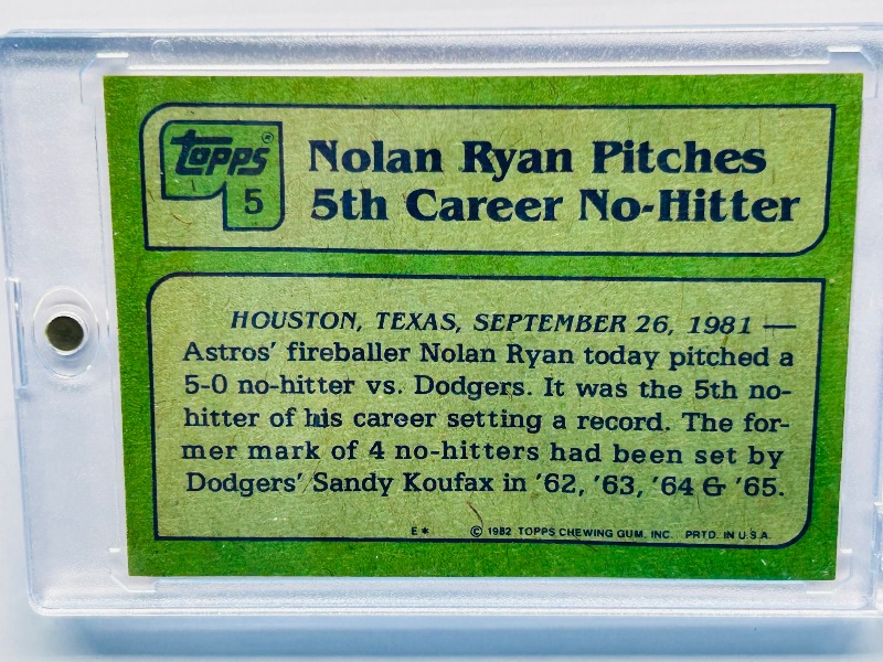 Photo 1 of 699983…1981 Highlights Nolan Ryan card 5  in hard plastic case