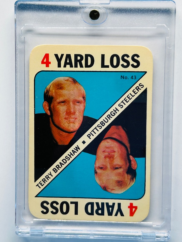 Photo 1 of 699986…vintage Terry Bradshaw yard loss card in hard plastic case