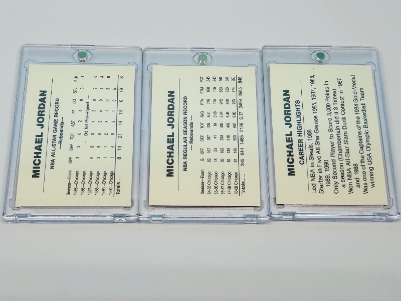 Photo 1 of 699994…3 Michael Jordan career highlights cards in hard plastic cases