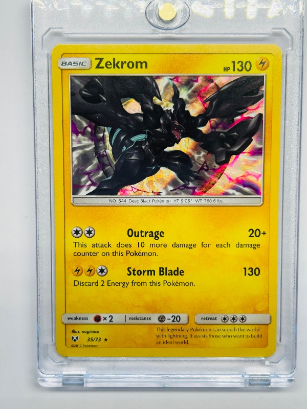 Photo 1 of 699995…Pokémon holo Zekrom card in hard plastic case