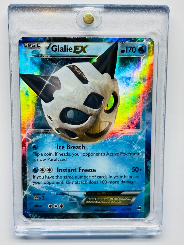 Photo 1 of 699996…Pokémon holo Glalie EX card in hard plastic case