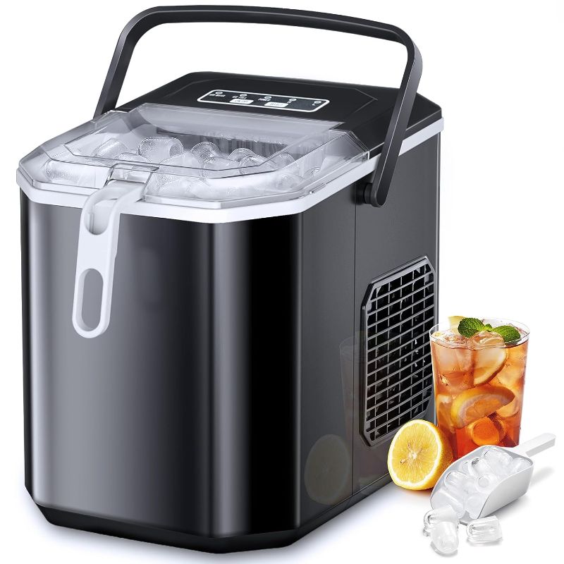 Photo 1 of COWSAR Ice Makers Countertop, Portable Ice Maker Machine 6 Mins/9 Pcs Bullet 26.5lbs/24Hrs with Self-Cleaning, Ice Scoop and Basket, Ice Maker for Party/Kitchen/Home/Office
