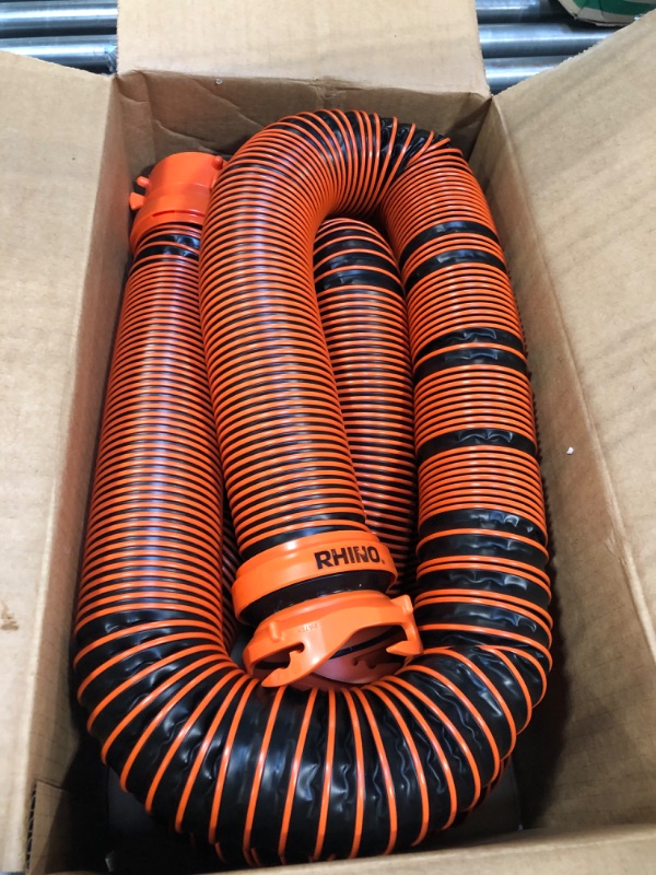 Photo 3 of Camco RhinoEXTREME 20ft RV Sewer Hose Kit, Includes Swivel Fitting and Translucent Elbow with 4-In-1 Dump Station Fitting, Crush Resistant, Storage Caps Included - 39867