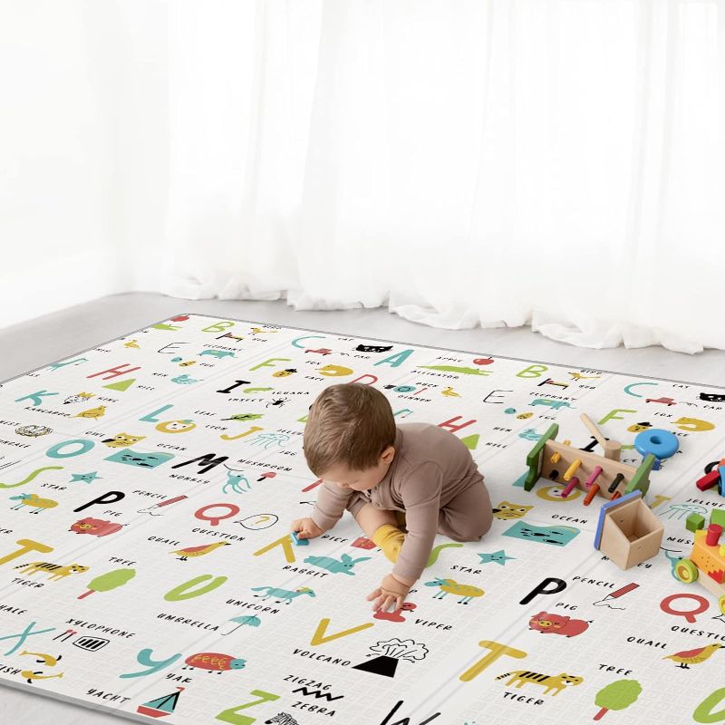 Photo 1 of Baby Play Mat 79" X 71",Reversible Waterproof Foldable Foam Floor Playmat for Kids Toddlers, Extra Large Anti- Slip Baby Crawling Mat
