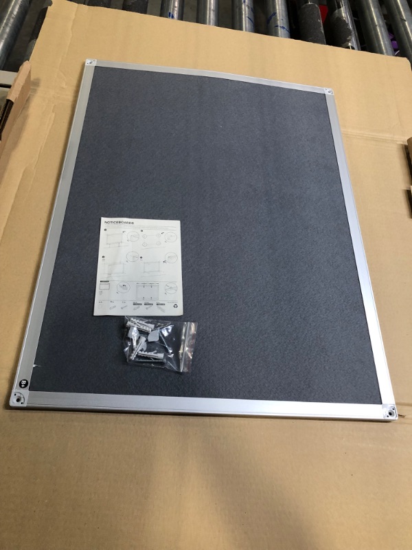 Photo 3 of BoardsPlus 18" x 24" Gray Felt Fabric Bulletin Pin Board, Aluminum Frame, Easy Install Wall Mount, for Home, Office, School Gray 18" x 24"