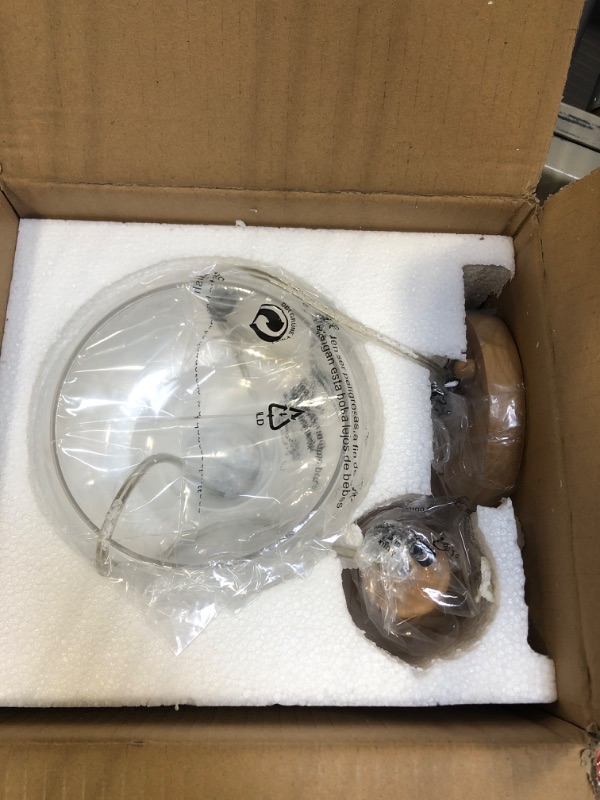 Photo 1 of Ken & Ricky Glass Pendant Light, Solid Oak Wood Hanging Light Fixture, Modern Kitchen Island Lighting for Entryway Dining Room Bathroom Bedroom - 1 Pack Oak 02