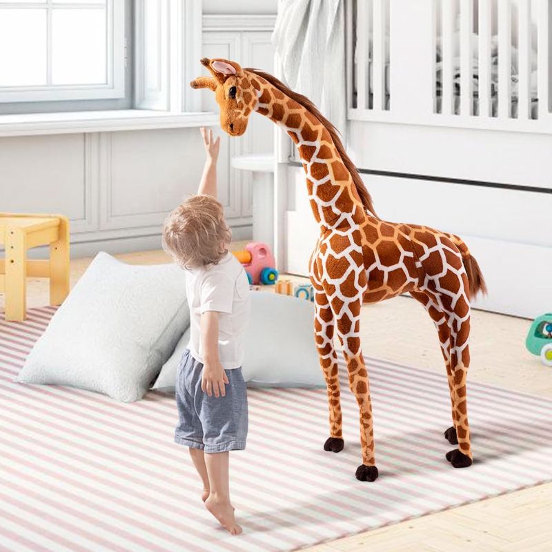 Photo 1 of 47” Large Giraffe Stuffed Animal Set, Giant Giraffe Plush Toy Stuffed Giraffe Gift for Kids Nursery Baby Shower Party, Bendable Legs & Neck.