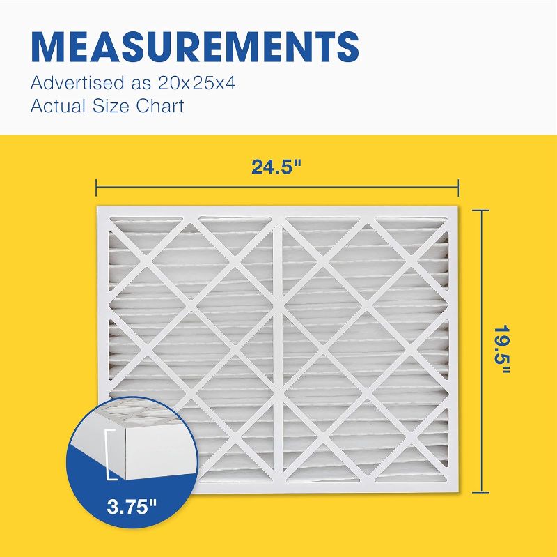 Photo 1 of 20x25x4 MERV 8 Pleated Air Filter, AC Furnace Air Filter,2pk