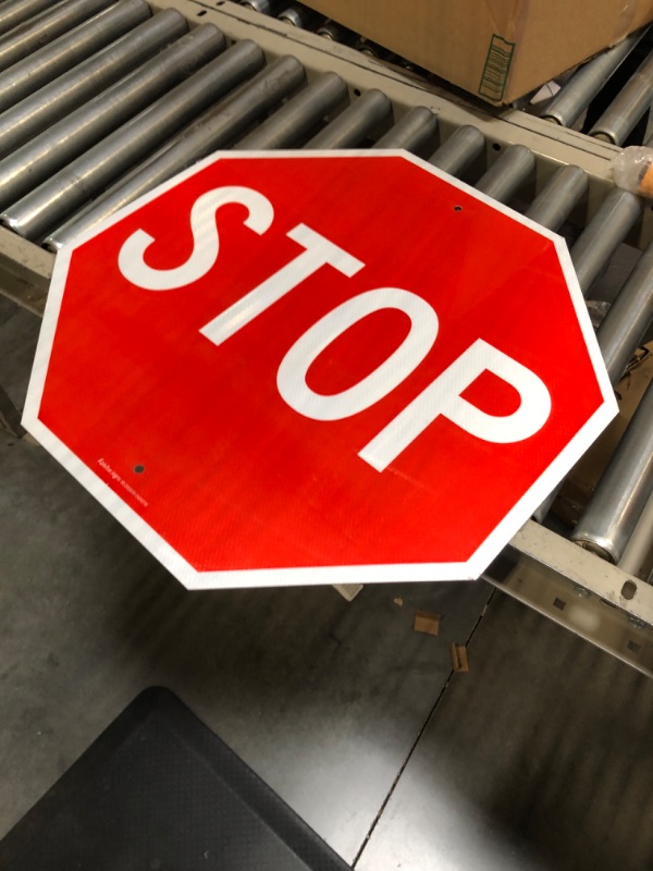 Photo 2 of SmartSign "STOP" MUTCD Sign | 24" x 24" 3M Diamond Grade Reflective Aluminum
