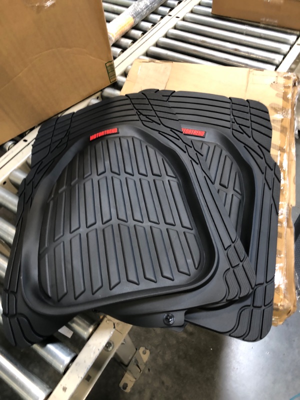 Photo 3 of Motor Trend -2 Piece Front Car Floor Mats- Black FlexTough Contour Liners-Deep Dish Heavy Duty Rubber Floor Mats for Car SUV Truck & Van-All Weather Protection, Universal Trim to Fit Black Front Set