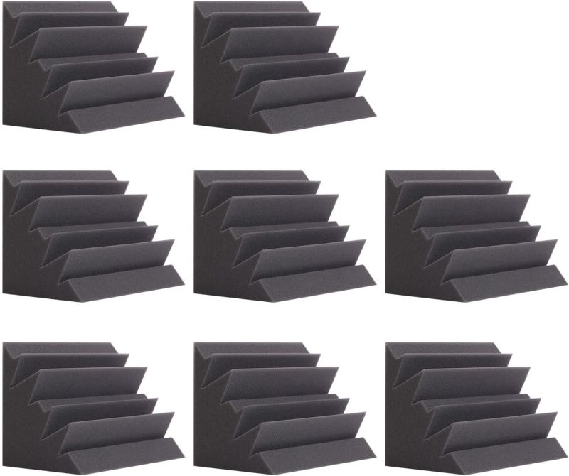 Photo 1 of 8 Pack - Bass Traps Acoustic Foam Corner, 8''x8''x12'' Black Bass Traps Corner Studio Foam, High Density and Fire-Proof Bass Traps Acoustic Panels Recording Studio Acoustical Treatments