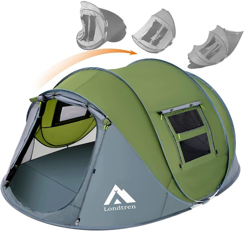 Photo 1 of 4 Person Easy Pop Up Tent Waterproof Automatic Setup 2 Doors-Instant Family Tents for Camping Hiking & Traveling
