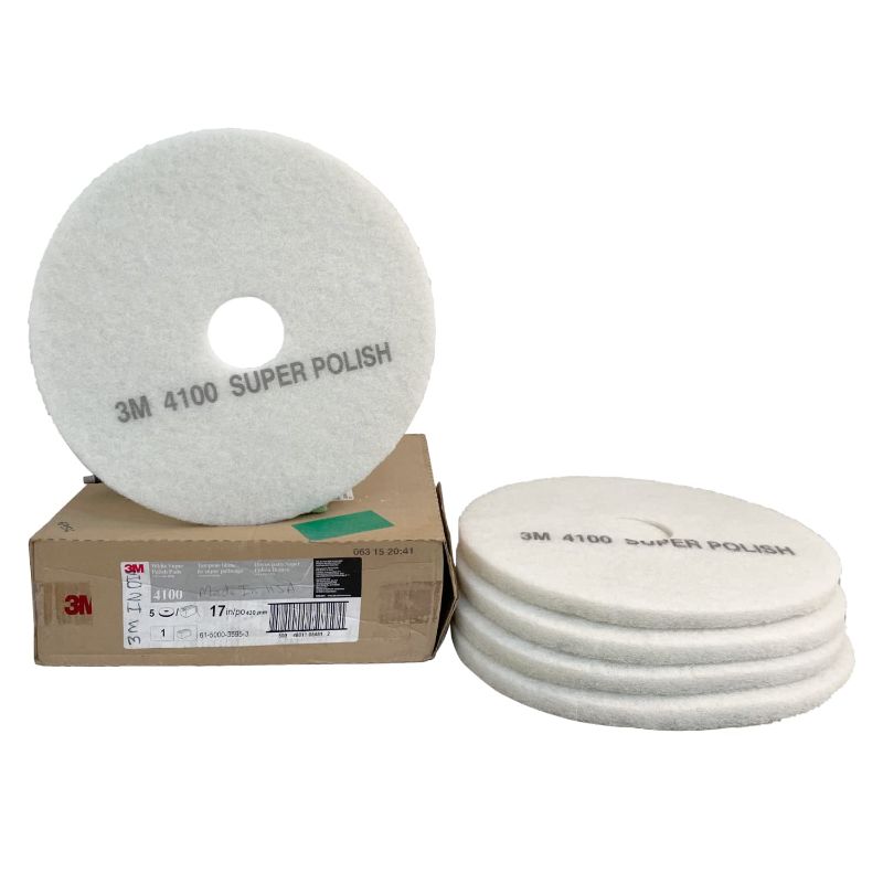 Photo 1 of 3M White Super Polish Pad 4100, 20 in (508 mm), 5 Pads/Case
