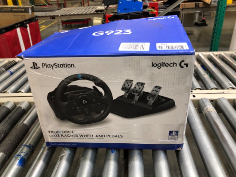 Photo 2 of Logitech G923 Racing Wheel for PS 5, PS4 and PC featuring TRUEFORCE up to 1000 Hz Force Feedback, Dual Clutch Launch Control, and Genuine Leather Wheel Cover PlayStation|PC Wheel Only