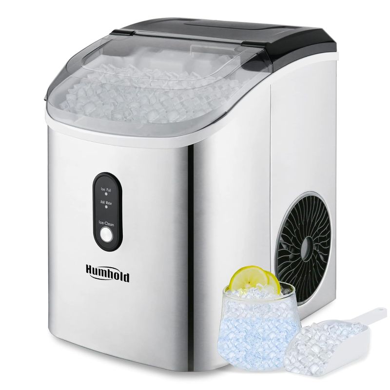 Photo 1 of HUMHOLD Nugget Ice Maker Countertop, 33Lbs Chewable Pebble Ice Per Day, Auto Self Cleaning, Crunchy Pellet Ice Cubes Maker Machine, Portable Compact Design for RV/Home/Kitchen/Office
