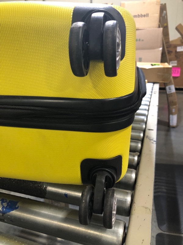 Photo 4 of ***ONLY LARGE SUITCASE***  Rockland Melbourne Hardside Expandable Spinner Wheel Luggage, Yellow, (Large, 28")