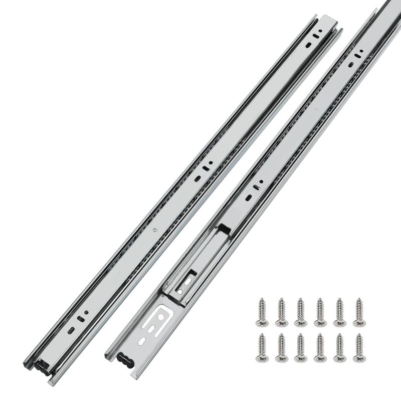 Photo 1 of 1 Pair 20 Inch Drawer Slides 3-Section Silver Full Extension Ball Bearing Side Mount Drawer Slides-LONTAN Metal Cabinet Drawer Glides Tool Box Trash Can Slider Dresser Runners 100 LB Capacity
