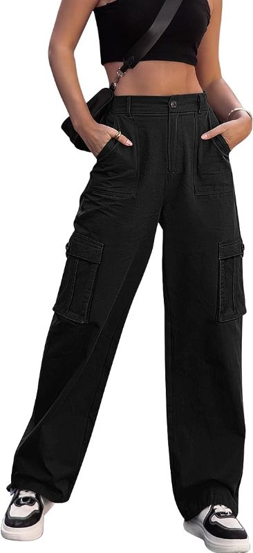 Photo 1 of ZMPSIISA Women High Waisted Cargo Pants Wide Leg Casual Pants 6 Pockets Combat Military Trousers Small
