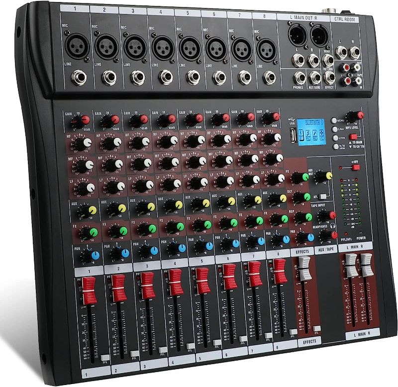 Photo 1 of 8-Channel Audio Mixer - Bluetooth USB, Integrated Effects & DJ Functionality - Perfect for Computer Recording - Complete with Sound Board, RCA I/O - Seamless Mixing, Superior Sound - Ideal for DJs