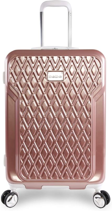 Photo 1 of BEBE Women's Stella 21" Hardside Carry-on Spinner Luggage,Telescoping Handles, Rose Gold, One Size