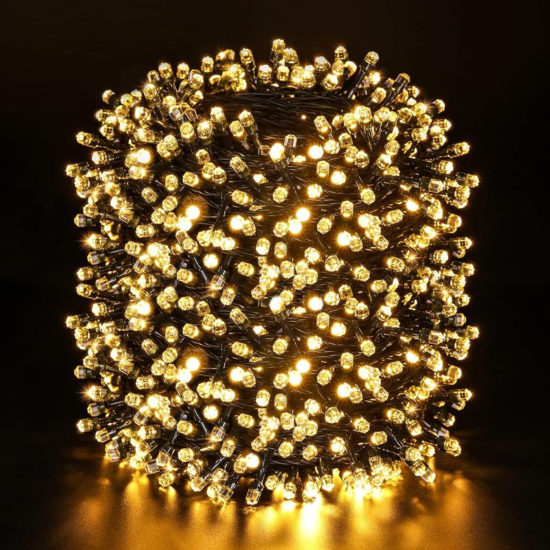 Photo 1 of 1000LED Diamond Shape LED Xmas Tree Twinkle Fairy Lights, 8 Modes Plug in Christmas Decoration String Lights for Holiday Garden Party Wedding, Warm White