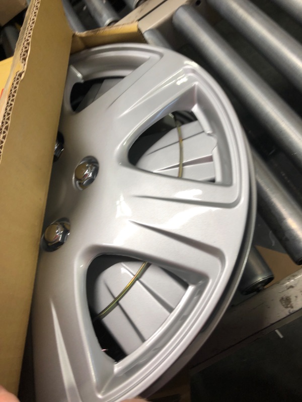 Photo 3 of Four ABS Plastic Silver Colored Hubcaps - 15 Inch Diameter