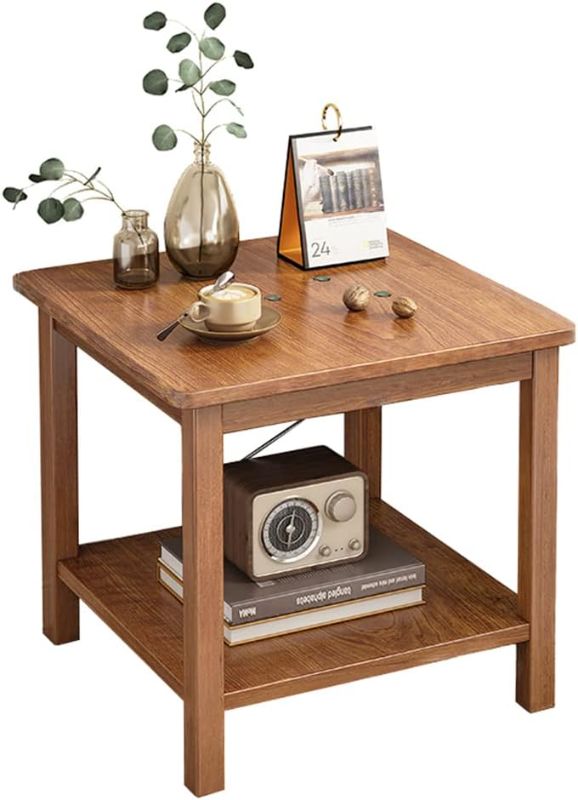 Photo 1 of 
IOTXY 2-Tier Wooden Side Table - Square Sofa End Table with Storage Shelf and Solid Wood Legs for Living Room, Light