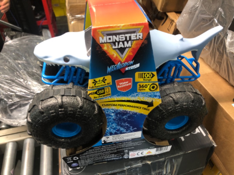 Photo 5 of Monster Jam, Official Megalodon Storm All-Terrain Remote Control Monster Truck Toy Vehicle, 1:15 Scale All-terrain: Megalodon Storm