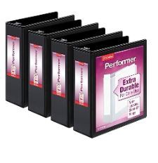 Photo 1 of Cardinal Performer 3-Ring Binders, 3", Non-Locking Slant-D Rings, Black, 4-Pack (27601) & Economy 3 Ring Binder, 1 Inch, Presentation View, Black Black 3-Inch Binders + Binder, 1 Inch