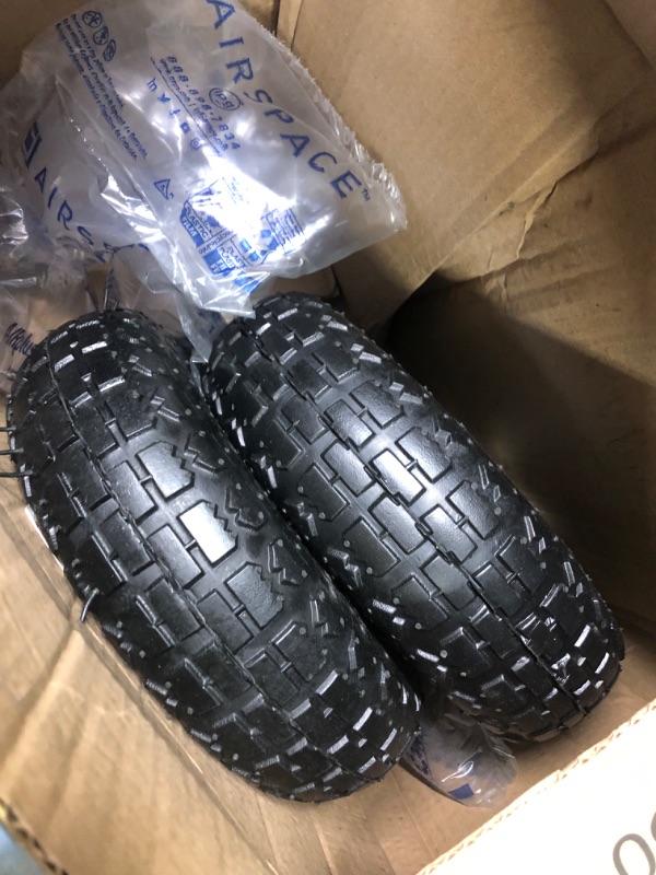 Photo 4 of 2 Pack 4.10/3.50-4" Pneumatic Air Filled Heavy-Duty Wheels/Tires,10" All Purpose Utility Wheels/Tires for Hand Truck/Gorilla Utility Cart/Garden Cart,5/8" Center Bearing,2.25" Offset Hub…