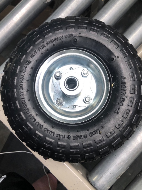 Photo 3 of 2 Pack 4.10/3.50-4" Pneumatic Air Filled Heavy-Duty Wheels/Tires,10" All Purpose Utility Wheels/Tires for Hand Truck/Gorilla Utility Cart/Garden Cart,5/8" Center Bearing,2.25" Offset Hub…